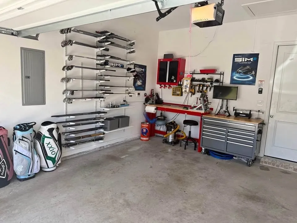 Golf club repair workshop at Blades Golf Repair in Dallas, Texas